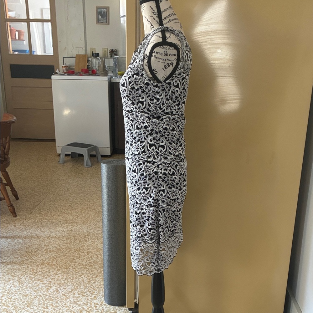 White House Black Market Black & White Lace Sheath Mini Dress - Picture 3 of 6
